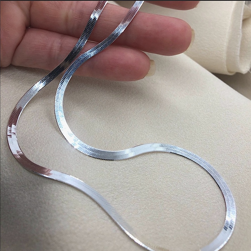 .925 sterling silver herringbone silver necklace